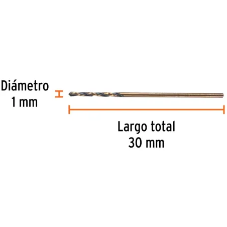Brocas Metal HSS 1mm xL34mm Truper 14072 Truper-Brocas Metal HSS 1mm xL34mm Truper 14072 Punta Split Point autocentrable para pe