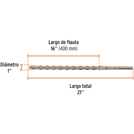Brocas SDS Max 1" x21" Concreto Truper 101461 Truper-Brocas SDS Max 1" x21" Concreto Truper 101461 Para perforaciones en concret