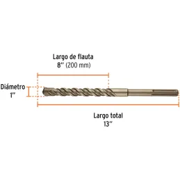 Brocas SDS Max 1" x13" Concreto Truper 101460 Truper-Brocas SDS Max 1" x13" Concreto Truper 101460 Para perforaciones en concret