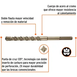 Brocas SDS Max 1" x13" Concreto Truper 101460 Truper-Brocas SDS Max 1" x13" Concreto Truper 101460 Para perforaciones en concret