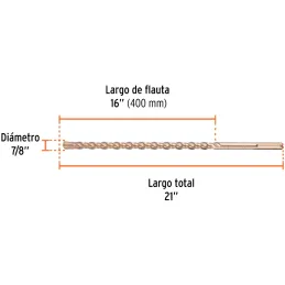 Brocas SDS Max 7/8" x21" Concreto Truper 101439 Truper-Brocas SDS Max 7/8" x21" Concreto Truper 101439 Para perforaciones en con