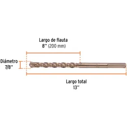 Brocas SDS Max 7/8" x13" Concreto Truper 101438 Truper-Brocas SDS Max 7/8" x13" Concreto Truper 101438 Para perforaciones en con