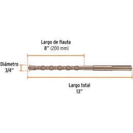 Brocas SDS Max 3/4" x13" Concreto Truper 101435 Truper-Brocas SDS Max 3/4" x13" Concreto Truper 101435 Para perforaciones en con