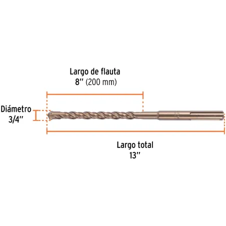 Brocas SDS Max 3/4" x13" Concreto Truper 101435 Truper-Brocas SDS Max 3/4" x13" Concreto Truper 101435 Para perforaciones en con