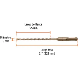 Brocas SDS Max 5/8" x21" Concreto Truper 101433 Truper-Brocas SDS Max 5/8" x21" Concreto Truper 101433 Para perforaciones en con