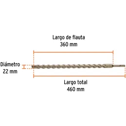 Brocas SDS Plus 22mm x460mm Concreto Truper 101210 Truper-Brocas SDS Plus 22mm x460mm Concreto Truper 101210 Punta de cruz, tecn