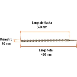 Brocas SDS Plus 20mm x460mm Concreto Truper 101209 Truper-Brocas SDS Plus 20mm x460mm Concreto Truper 101209 Punta de cruz, tecn