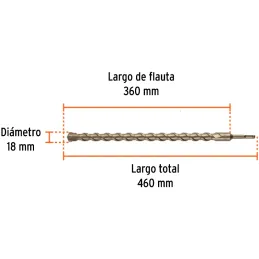 Brocas SDS Plus 18mm x460mm Concreto Truper 101208 Truper-Brocas SDS Plus 18mm x460mm Concreto Truper 101208 Punta de cruz, tecn