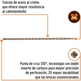 Brocas SDS Plus 16mm x460mm Concreto Truper 101206 Truper-Brocas SDS Plus 16mm x460mm Concreto Truper 101206 Punta de cruz, tecn