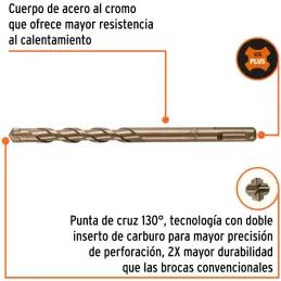 Brocas SDS Plus 12mm x160mm Concreto Truper 101188 Truper-Brocas SDS Plus 12mm x160mm Concreto Truper 101188 Punta de cruz, tecn