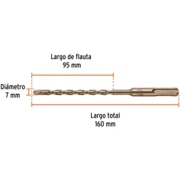 Brocas SDS Plus 7mm x160mm Concreto Truper 101191 Truper-Brocas SDS Plus 7mm x160mm Concreto Truper 101191 Punta de cruz, tecnol