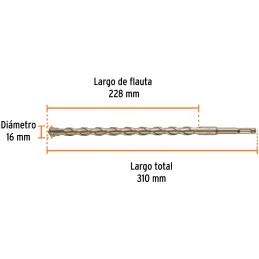 Brocas SDS Plus 16mm x310mm Concreto Truper 101205 Truper-Brocas SDS Plus 16mm x310mm Concreto Truper 101205 Punta de cruz, tecn