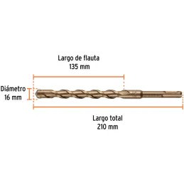 Brocas SDS Plus 16mm x210mm Concreto Truper 101204 Truper-Brocas SDS Plus 16mm x210mm Concreto Truper 101204 Punta de cruz, tecn