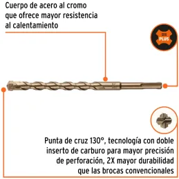 Brocas SDS Plus 14mm x210mm Concreto Truper 101202 Truper-Brocas SDS Plus 14mm x210mm Concreto Truper 101202 Punta de cruz, tecn