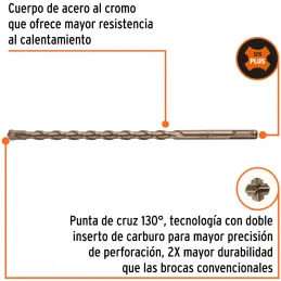 Brocas SDS Plus 12mm x260mm Concreto Truper 101200 Truper-Brocas SDS Plus 12mm x260mm Concreto Truper 101200 Punta de cruz, tecn