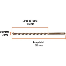 Brocas SDS Plus 12mm x260mm Concreto Truper 101200 Truper-Brocas SDS Plus 12mm x260mm Concreto Truper 101200 Punta de cruz, tecn
