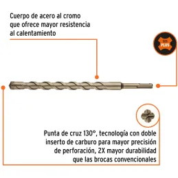 Brocas SDS Plus 3/4 x10" Concreto Truper 101148 Truper-Brocas SDS Plus 3/4 x10" Concreto Truper 101148 Para perforaciones en con
