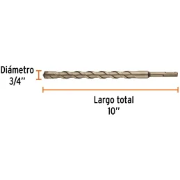 Brocas SDS Plus 3/4 x10" Concreto Truper 101148 Truper-Brocas SDS Plus 3/4 x10" Concreto Truper 101148 Para perforaciones en con