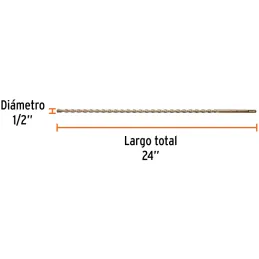 Brocas SDS Plus 1/2" x24" Concreto, Truper 101147 Truper-Brocas SDS Plus 1/2" x24" Concreto, Truper 101147 Para perforaciones en