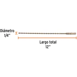 Brocas SDS Plus 1/4" x12" Concreto Truper 101144 Truper-Brocas SDS Plus 1/4" x12" Concreto Truper 101144 Para perforaciones en c