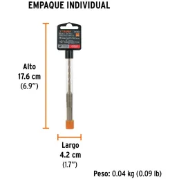 Brocas SDS Plus 3/16" x4" Concreto, Truper 101142 Truper-Brocas SDS Plus 3/16" x4" Concreto, Truper 101142 Para perforaciones en