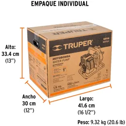 Motobombas 1" 1.5HP 100L Motor Gasolina 42cc 2T 20m Truper 101110 Truper-Motobombas 1" 1.5HP 100L Motor Gasolina 42cc 2T 20m Tru