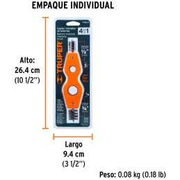 Cepillo Limpiador de Terminales de Baterias 4 en 1, Truper 17110 Truper-Cepillo Limpiador de Terminales de Baterias 4 en 1, Trup