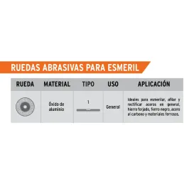 Piedra para Esmeril 10" x1-1/4" G60 E32mm Oxido Aluminio, Truper 12402 Truper-Piedra para Esmeril 10" x1-1/4" G60 E32mm Oxido Al