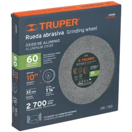 Piedra para Esmeril 10" x1-1/4" G60 E32mm Oxido Aluminio, Truper 12402 Truper-Piedra para Esmeril 10" x1-1/4" G60 E32mm Oxido Al