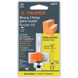 Fresas Rebajadora 1-1/4 x13mm cRodaje Truper 11477 Truper-Fresas Rebajadora 1-1/4 x13mm cRodaje Truper 11477 Cuerpo de acero al 