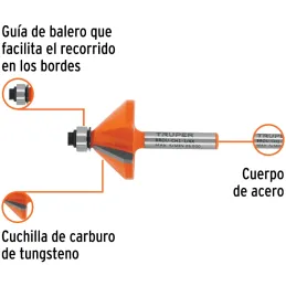 Fresas Chaflan 1-1/4" x15mm cRodaje, Truper 11468 Truper-Fresas Chaflan 1-1/4" x15mm cRodaje, Truper 11468 Cuerpo de acero al cr