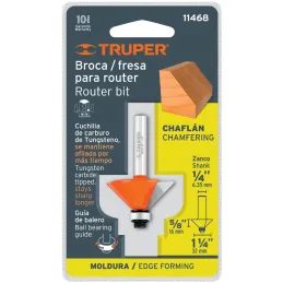 Fresas Chaflan 1-1/4" x15mm cRodaje, Truper 11468 Truper-Fresas Chaflan 1-1/4" x15mm cRodaje, Truper 11468 Cuerpo de acero al cr