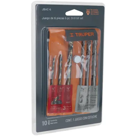 Juego de Brocas Metal y Concreto 6 Piezas, Truper 11336 Truper-Juego de Brocas Metal y Concreto 6 Piezas, Truper 11336 3 Brocas 