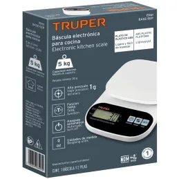 Balanzas Digital 5kg para Cocina PlatoABS Truper 15161 Truper-Balanzas Digital 5kg para Cocina PlatoABS Truper 15161 Cuerpo y pl