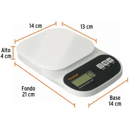 Balanzas Digital 5kg para Cocina PlatoVidrio Truper 15160 Truper-Balanza Digital 5kg Plato de vidrio 4Medidas ABS 2AAA para Coci