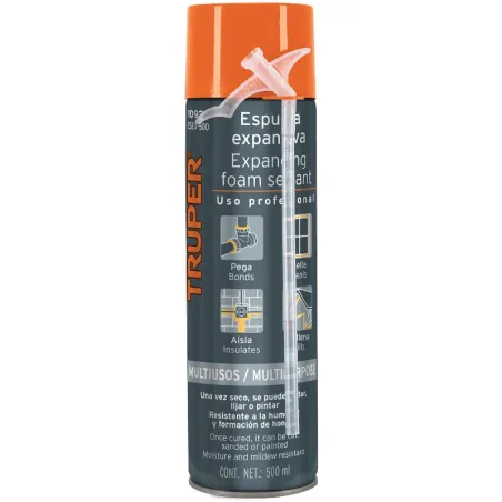 Espuma Expansiva Poliuretano 500ml Multiusos Ailan Sellan, Truper 10920 Truper-Espuma Expansiva Poliuretano 500ml Multiusos Aila
