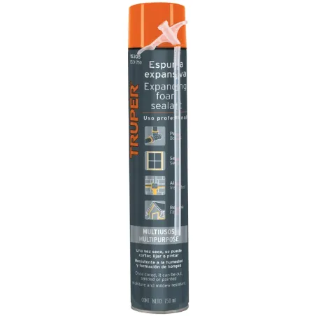 Espuma Expansiva Poliuretano 750ml Multiusos Ailan Sellan, Truper 15305 Truper-Espuma Expansiva Poliuretano 750ml Multiusos Aila