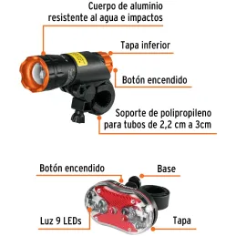 Linternas para Bicicleta 100lm Delantera y Trasera 5AAA, Truper 16798 Truper-Linternas para Bicicleta 100lm Delantera y Trasera 