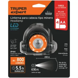 Linternas de Minero 800lm 200m 4PilasAA ABS Aluminio Truper 11853 Truper-Linternas de Minero 800lm 200m 4PilasAA ABS Aluminio Tr