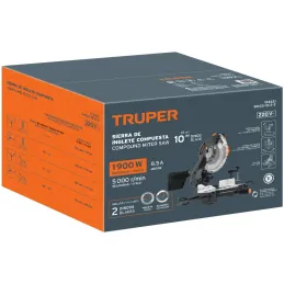 Sierra Ingleteadora 10" Telescopica 2.5HP Aluminio Madera, Truper 100770 Truper-Sierra Ingleteadora 10" Telescopica 2.5HP Alumin