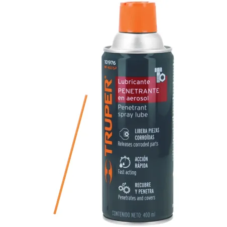 Lubricantes Penetrante Aerosol 400ml 14oz Antioxidante Herramientas Tuercas Pernos Cerraduras, Truper WT-400SP 101976 Truper-Lub