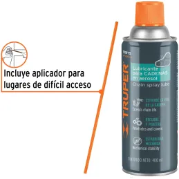 Grasa para Cadena Aerosol 400ml 14oz Cadenas Transmisiones Bicicletas, Truper WT-400CA 101975 Truper-Grasa para Cadena Aerosol 4