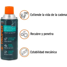 Grasa para Cadena Aerosol 400ml 14oz Cadenas Transmisiones Bicicletas, Truper WT-400CA 101975 Truper-Grasa para Cadena Aerosol 4