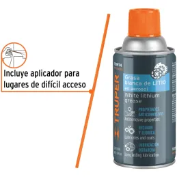 Grasa Blanca de Litio Aerosol 295ml 10oz Cadenas Engranes Rodamientos, Truper WT-300GL 101974 Truper-Grasa Blanca de Litio Aeros