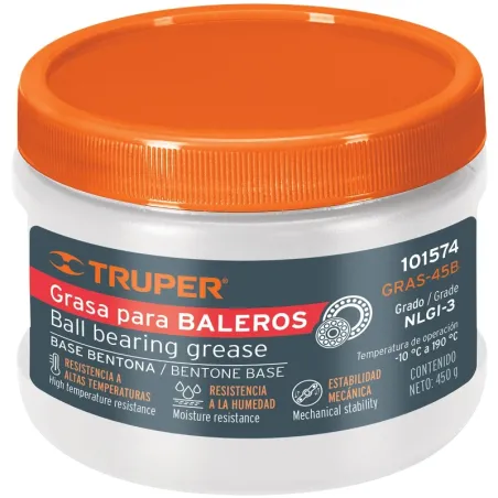 Grasa Automotriz de Betona 450g Baleros Rodamientos Altas Temperaturas y Velocidades, Truper GRAS-45B 101574 Truper-Grasa Automo