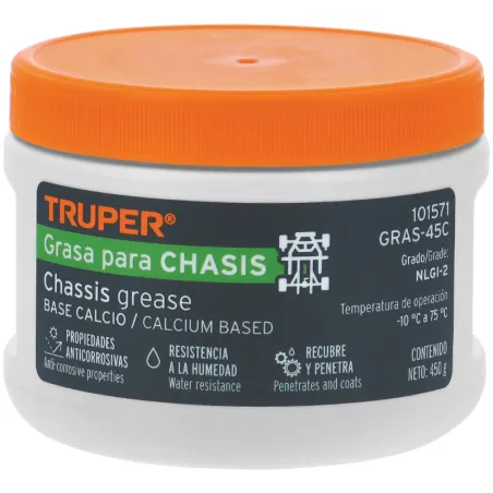 Grasa para Chasis de Calcio 450g Velocidad Moderada Suspensión Muelles, Truper GRAS-45C 101571 Truper-Grasa para Chasis de Calci