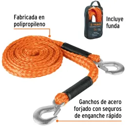 Cuerda Soga para Remolque 3.5m x22mm con Gancho 1000kg, Truper CREM-5/8X45 18345 Truper-Cuerda Soga para Remolque 3.5m x22mm con