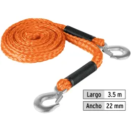 Cuerda Soga para Remolque 3.5m x22mm con Gancho 1000kg, Truper CREM-5/8X45 18345 Truper-Cuerda Soga para Remolque 3.5m x22mm con