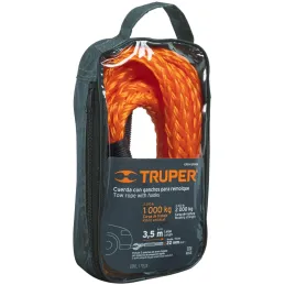 Cuerda Soga para Remolque 3.5m x22mm con Gancho 1000kg, Truper CREM-5/8X45 18345 Truper-Cuerda Soga para Remolque 3.5m x22mm con