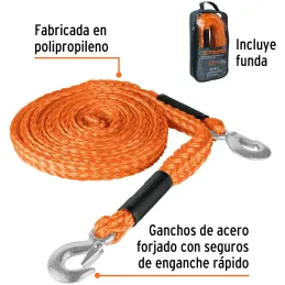 Cuerda Soga para Remolque 4.5m x27mm con Gancho 2000kg, Truper CREM-7/8X45 18346 Truper-Cuerda Soga para Remolque 4.5m x27mm con
